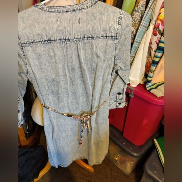 Vintage Denim Dress with Floral Touches S - Picture 3 of 3
